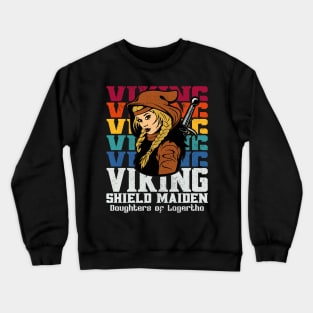 Daughters of Lagertha Vintage Viking Shield Maiden Crewneck Sweatshirt